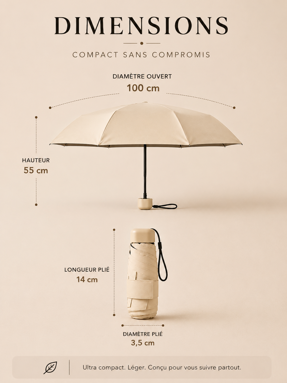 Rainchester Compact | Parapluie de poche ultra-compact anti-UV & imperméable